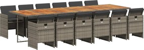 vidaXL 13 részes szürke polyrattan kerti ülőgarnitúra párnákkal