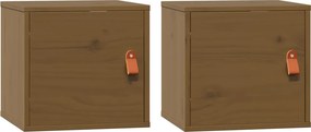 vidaXL 2 db mézbarna tömör fenyőfa faliszekrény 31,5 x 30 x 30 cm