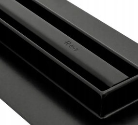 Rea Linear rozsdamentes acél lefolyó NEO SLIM BLACK PRO 60 cm 360°-os szifonnal, fekete, REA-G8900