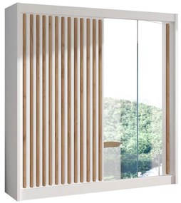 Tükrös SANTINO gardróbszekrény 203x215 cm, fehér/craft tölgy