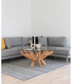 Natúr színű kerek dohányzóasztal üveg asztallappal ø 110 cm Amazonas – House Nordic