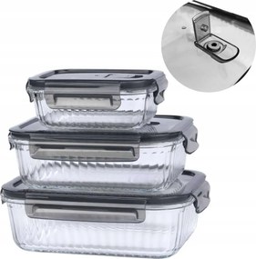 Uzsonnás Doboz Üveg Ételtároló Hőálló Légmentesen Záródó Szett 3DB-OS