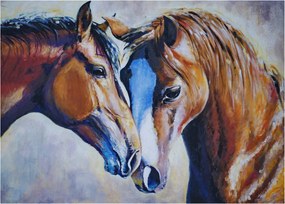 Kép - szerelmes lovak (üvegen) (70x50 cm)