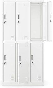 Szociális fém öltözőszekrény 6 ajtóval IGOR 900 x 1850 x 450 mm, fehér