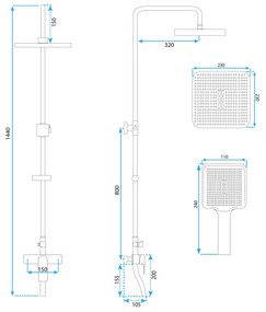 Rea Argus, zuhanygarnitúra esővel és kézi zuhanyfejjel, arany matt, REA-P7841