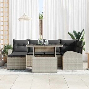 Kerti Kanapé Szett tárolóval 7 pcs Világosszürke Poli rattan