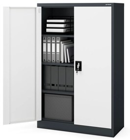 Fém iratszekrény KEVIN, 900 x 1400 x 400 mm, antracit-fehér