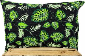 Prémium kéreg párnahuzat 100% pamut Monstera levelek kis fekete háttér 50x70