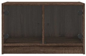 barna tölgyszínű TV-szekrény üvegajtókkal 68x37x42 cm