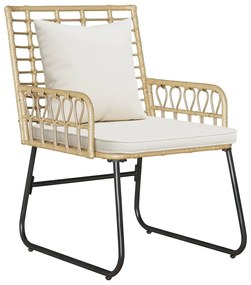 Kert étkező szett 3 pcs Barna Fekete Krém Poli rattan és acél