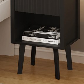 Éjjeliszekrény, fekete, TOBI