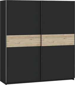 BERNO ruhásszekrény, 200 cm | Antracit + hickory tölgy