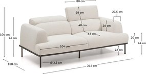 Bézs zsenília állítható kanapé 214 cm Aurum – Kave Home
