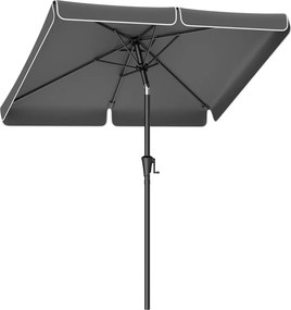 Napernyő 200 × 150 cm, téglalap alakú erkélyernyő, napvédelem UPF 50+, talp nélkül, szürke