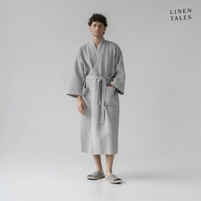 Világosszürke fürdőköpeny L/XL Honeycomb – Linen Tales