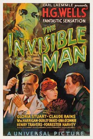 Festmény reprodukció The Invisible Man (Vintage Cinema / Retro Movie Theatre Poster / Horror & Sci-Fi), (26.7 x 40 cm)