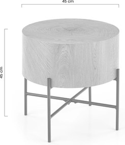 Liviano kerek dohányzóasztal 45 cm fém lábakkal - natúr tölgy / fekete