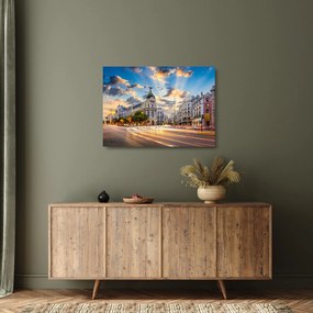Kép - Calle Gran Vía, Madrid, Spanyolország (üvegen) (70x50 cm)