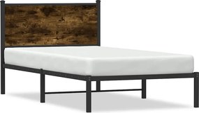 vidaXL füstös tölgy színű fém ágykeret matrac nélkül 100 x 200 cm