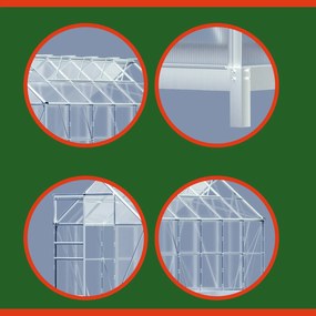 Gardebruk® Kerti üvegház XL - 380x190x195cm + alap