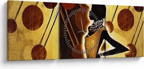 Egy ősi művészeti festmény képe (órával) (90x30 cm)