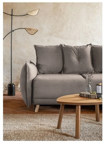 Világosbarna kordbársony kinyitható sarokkanapé (variálható) Lazy Lukka – Miuform