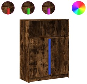 füstös tölgy szerelt fa tálalószekrény LED-del 77 x 34 x 100 cm