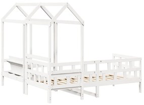 fehér tömör fenyőfa kanapéágyszett tetővel 80 x 200 cm