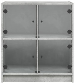 betonszürke kisszekrény üvegajtókkal 68 x 37 x 75,5 cm
