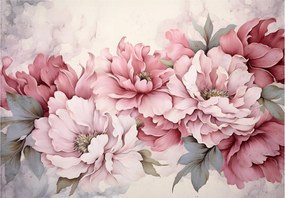 Fotótapéta Rózsaszín bazsarózsa akvarell finomság a falon 200x140 +ragasztó