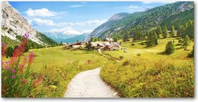 Fotó üvegkép Legelő az Alpokban 140x70