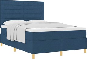 vidaXL Boxrugós ágy matracmal fejtámlával Kék 140 x 190 cm szövet