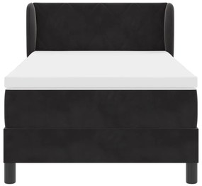 Boxspring Ágy Matraccal Fekete 90x190 cm Bársony