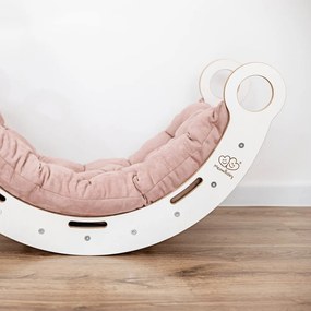 Fehér-rózsaszín borovi fenyő hinta 39x75x38 cm Montessori – Meowbaby