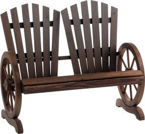 Outsunny 2 Személyes Kerti Pad Szilárd Fa, Karfás Pad, Kerti Bútor 250kg Terhelhetőség, Rusztikus Pad Kerthez, Teraszhoz és Egyéb Kültéri Területekhez