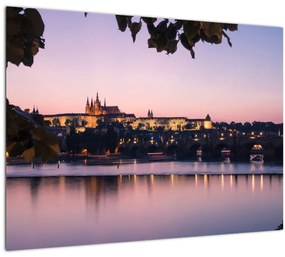A Prágai vár és a Moldva képe (üvegen) (70x50 cm)