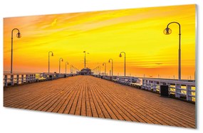 Akrilkép Gdańsk Pier tenger naplemente 100x50 cm 2 fogas