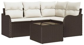 vidaXL Kerti Kanapé Szett tárolóval 5 pcs Szürke polirattan