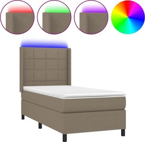 vidaXL tópszínű szövet rugós és LED-es ágy matraccal 100x200 cm
