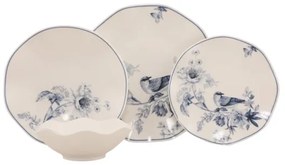 24 darabos étkészlet, fehér/kék, porcelán