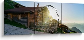 Kép - reggel az Alpokban, Tirol (órával) (90x30 cm)