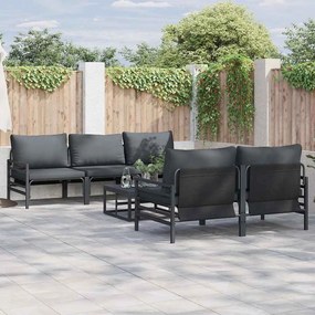 Kerti Kanapé Szett párnával 6 pcs Antracitszürke Acél & szövet