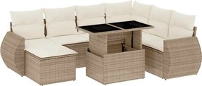 vidaXL 8 részes bézs polyrattan kerti ülőgarnitúra párnával