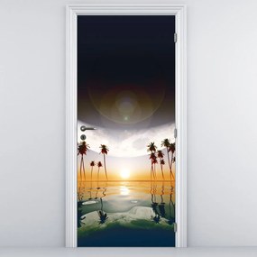 Fotótapéta ajtóra - Hold a pálmafák felett (95x205cm)