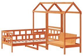 viaszbarna tömör fenyőfa kanapéágyszett tetővel 80 x 200 cm