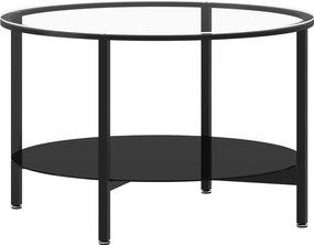 vidaXL fekete-átlátszó edzett üveg dohányzóasztal 70 cm