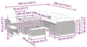 vidaXL Kerti Kanapé Szett párnával 17 pcs Fekete polirattan