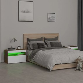 2 db füstös tölgy színű éjjeliszekrény LED-ekkel 60x35x40 cm