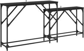 vidaXL Konzolasztal 2 pcs Fekete tölgy 100 x 28 x 75 cm Faanyag