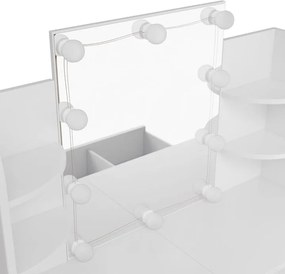 Kozmetikai asztal LED világítással és tükörrel fehér